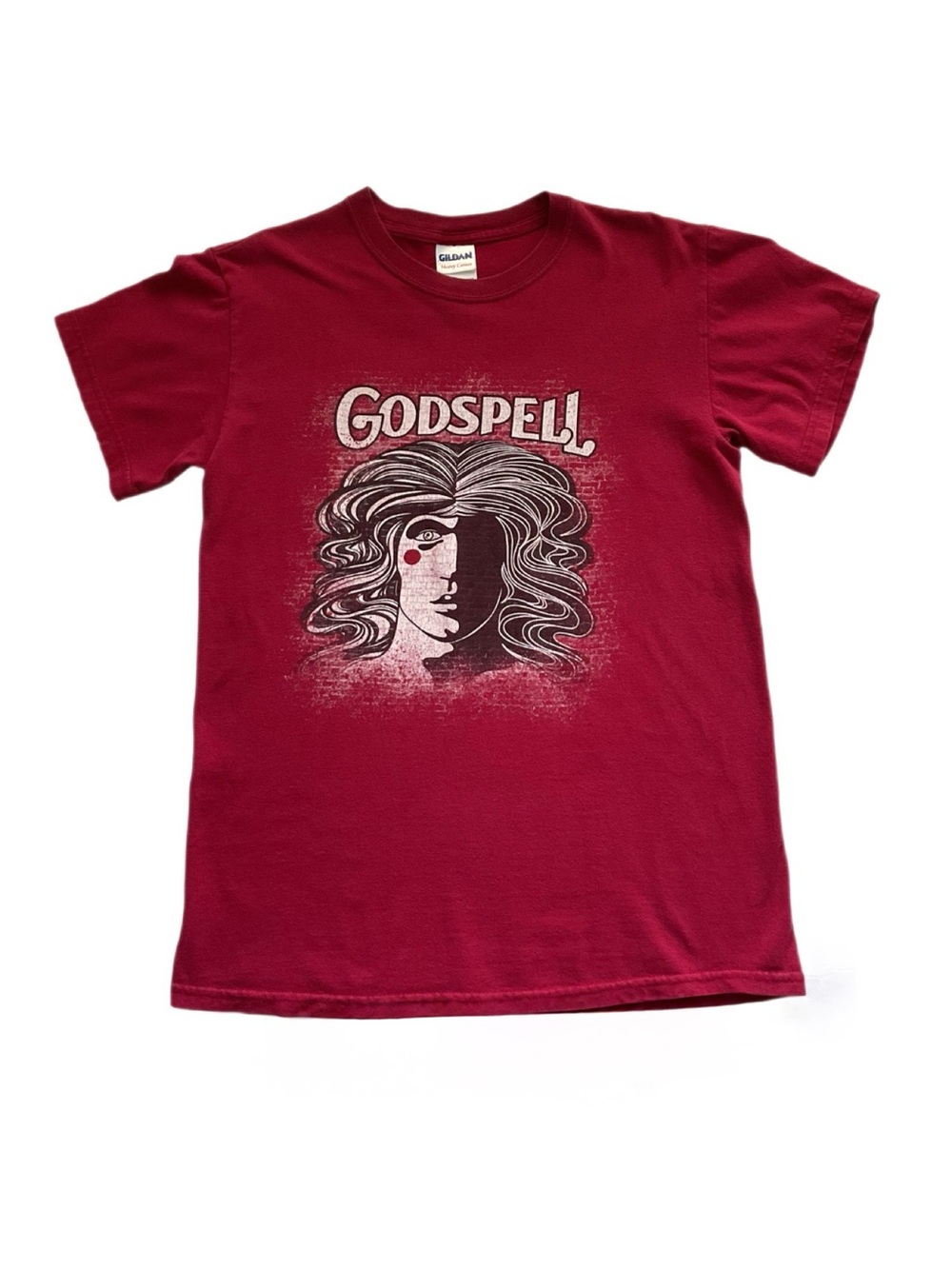 Godspell Musical Graphic T-Shirt Maroon Red Size Small Gildan